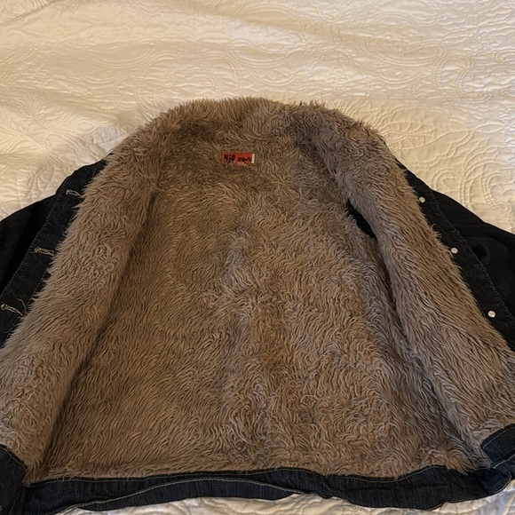 Hip Jeans fur lined blue Jean jacket, LARGE - Picture 3 of 6